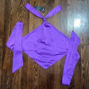 NASTY GAL PURPLE SATIN HALTER TOP SIZE 8 - NEVER WORN, NWT